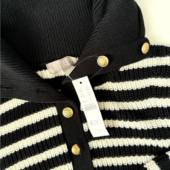 J.Crew Ribbed Cotton Button-Collar Sweater Stripe Medium - Picture 4 of 8